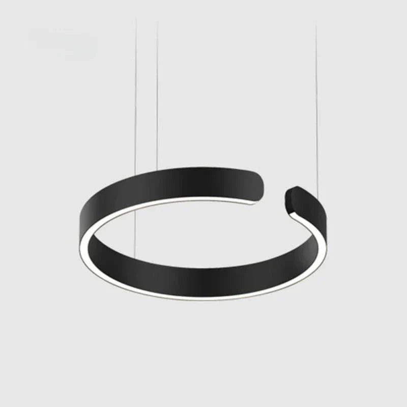 Luna LED Round Pendant Lamp – Black/White/Gold Metal