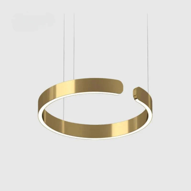 Luna LED Round Pendant Lamp – Black/White/Gold Metal