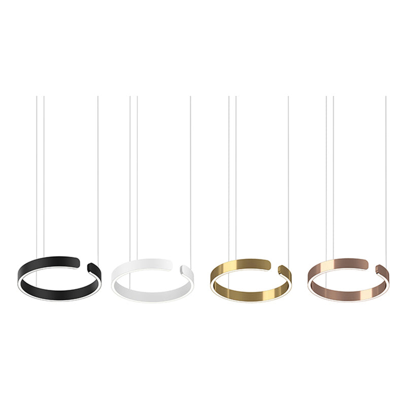 Luna LED Round Pendant Lamp – Black/White/Gold Metal