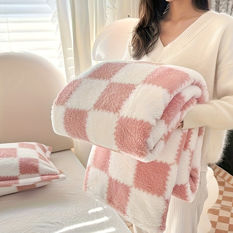 Warm & Cozy Flannel Plaid Blanket - Red/White or Black/White - Warm and Washable