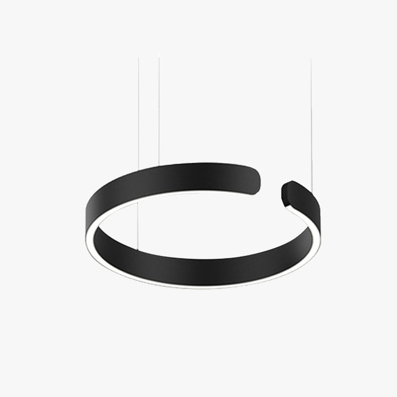 Luna LED Round Pendant Lamp – Black/White/Gold Metal